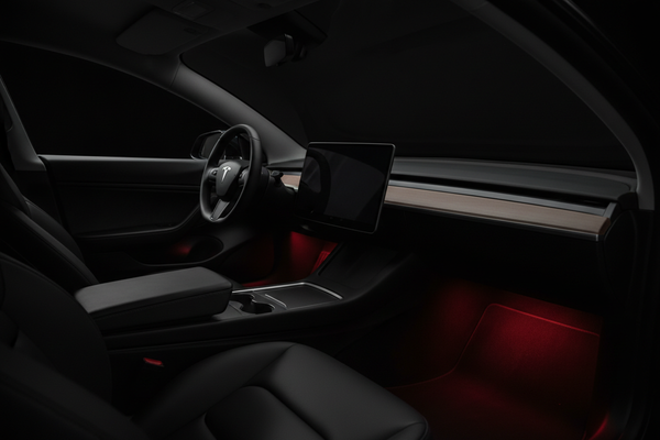 Tesla red ambient interior