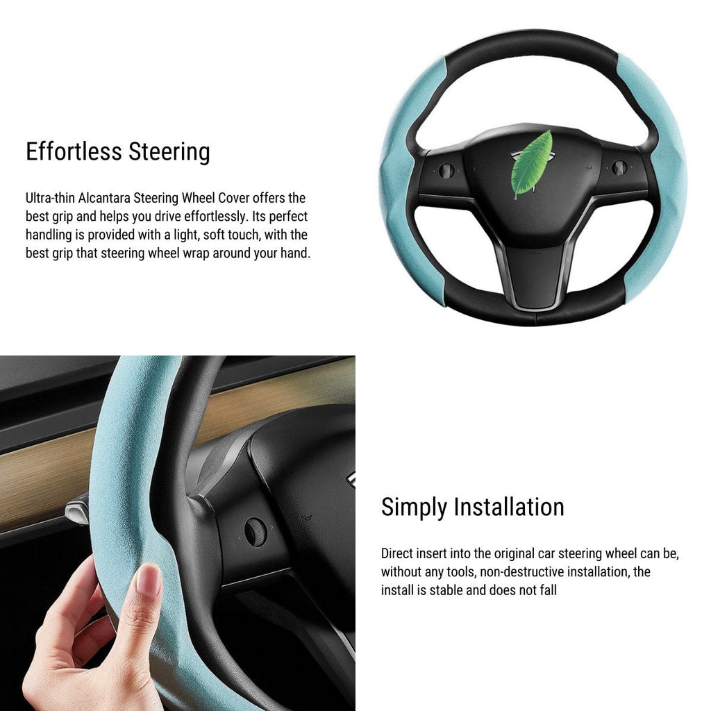 Ultra-thin Alcantara Steering Wheel Cover for Model 3 / Y |